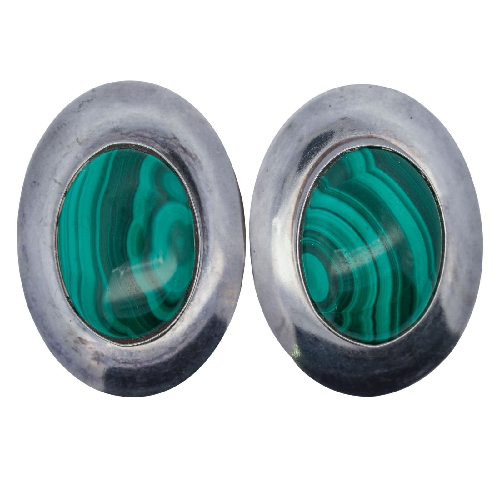 Modernist Sterling Silver and Malachite Earrings (1 of 6)