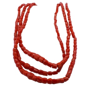 Antique Navajo Native American Sterling & Coral Beaded Necklace