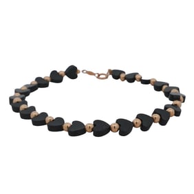 14K Gold and Onyx Heart Bracelet