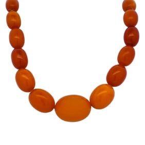 Sterling Silver & Baltic Butterscotch Amber Graduated Bead Necklace