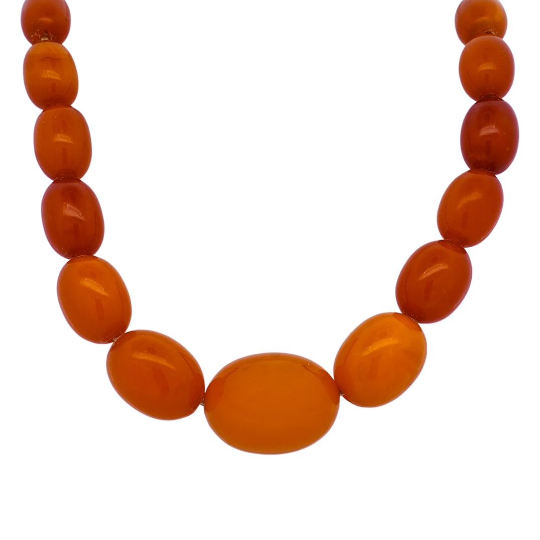 Sterling Silver & Baltic Butterscotch Amber Graduated Bead Necklace (1 of 6)