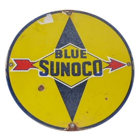 Blue Sunoco Metal Single Sided Advertisement Sign