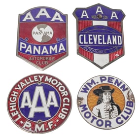 (4 Pc) 1930s Metal License Plate Toppers Grouping