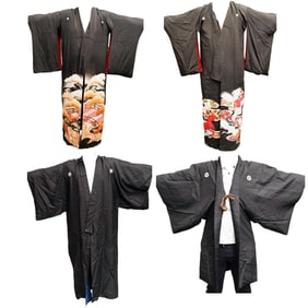 (4 Pc) 1960s Japanese Kimono & Haori Jacket Grouping