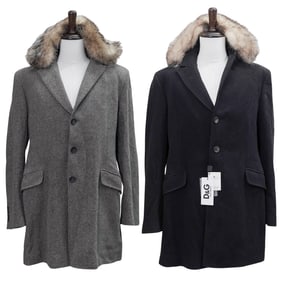 (2 Pc) Two Dolce & Gabbana Men's Wool Capotto Coats