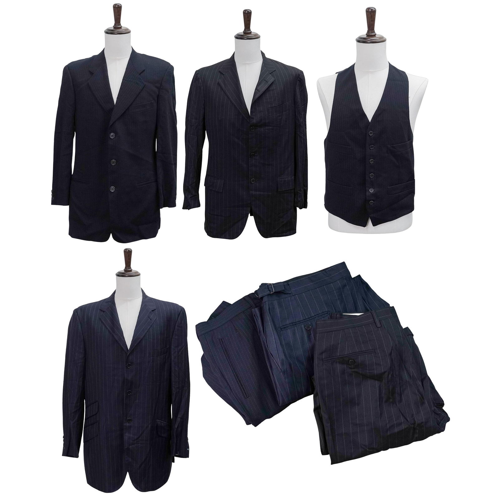 (7 Pc) Vintage Men's Armani & Other Designer Pinstripe Suit Sets Grouping (1 of 13)