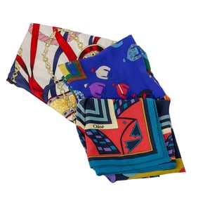 (3 pcs) Designer/Artisan Silk Scarves; Chloe, Candice Sturgill Ltd.
