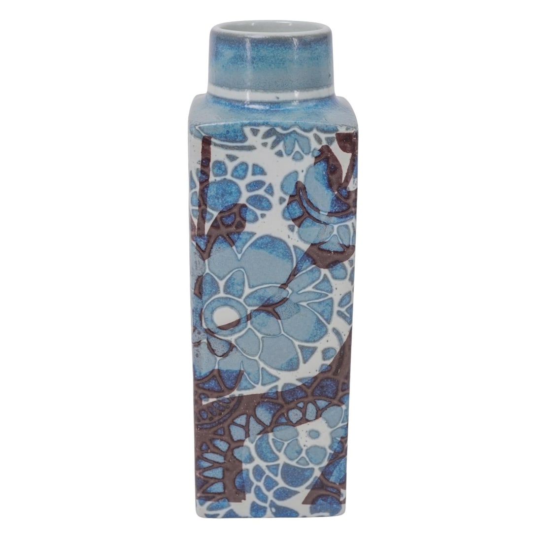Johanne Gerber for Royal Copenhagen Baca Vase: Johanne Gerber for Royal Copenhagen Baca Vase Mid 20th Century, Denmark Royal Copenhagen porcelain "Baca" vase, designed by Johanne Gerber. Featuring matte blue, brown and white glaze. Stamped "Royal 