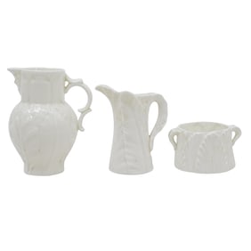(3 Pc) Royal Worcester Fern White Porcelain Set