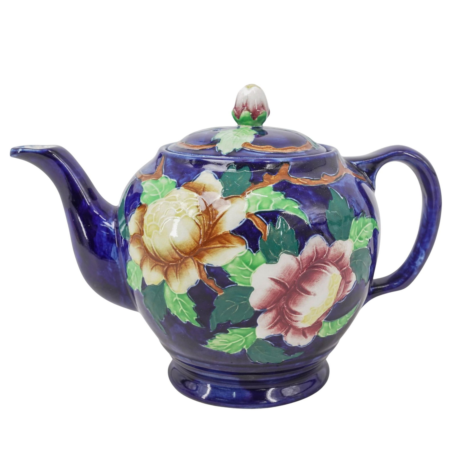 Maling Ware Pottery Floral Teapot (1 of 4)