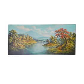 Large Signed "Saroli" Landscape Oil on Canvas