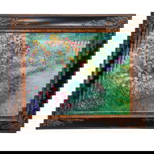 Laurie Snow Hein (American, active 20th-21st c.) Bunnies in a Garden Oil on Board: Laurie Snow Hein (American, active 20th-21st c.) Bunnies in a Garden Oil on Board20th-21st century, AmericanLaurie Snow Hein