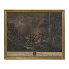 Antique French "The Death Of Chevalier D'Assas") Framed Engraving