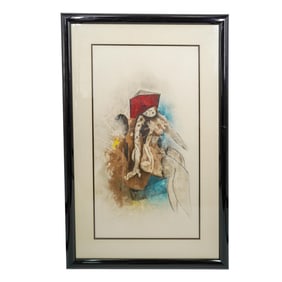 David Schluss (Israeli, b. 1943) Nude Figural Gouache Painting