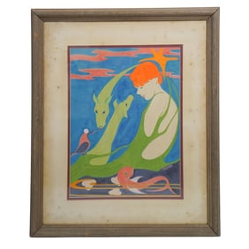 Mihm Signed Aquatic Fantasy Acrylic Painting