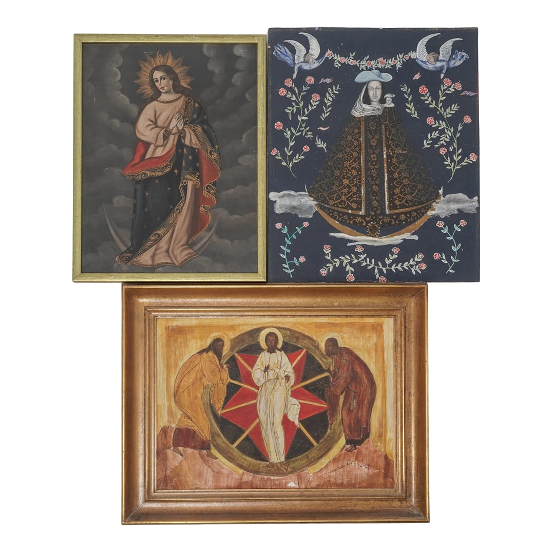 (3 pcs) Catholic & Orthodox Religious Iconography Paintings (1 of 6)