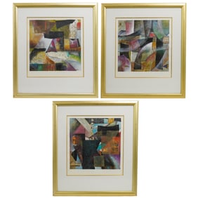 (3 Pc) John Douglas (20th Cent. American) Mixed Media Paintings