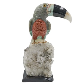 Semi Precious Stone Toucan On Quartz