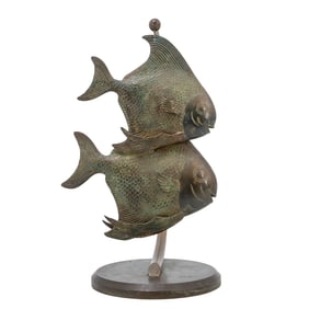 Mid Century Bronze Fish Sculpture