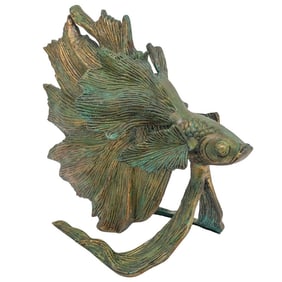 Verdigris Metal Beta Fish Sculpture