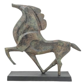 Verdigris Metal Horse Sculpture