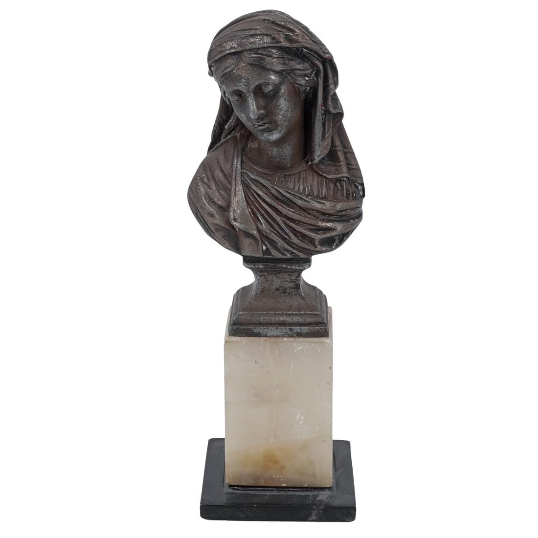 Virgin Mary Mixed Metal on Stone Bust (1 of 6)