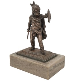 Vintage Bronze Putti Warrior Sculpture