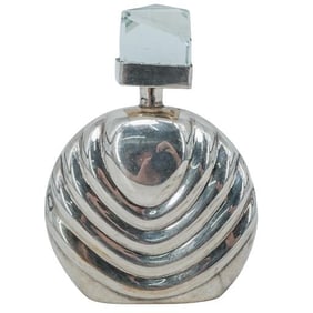 Sterling Silver Perfume Bottle with Cut Glass Stopper