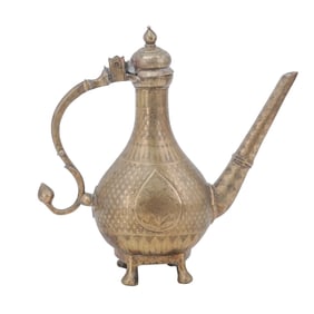 Antique Mughal Empire Engraved Bronze Ewer