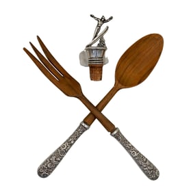 (3 Pc) Sterling Silver Handled Serving Utensils & Bottle Stopper