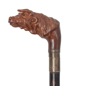 Vintage Leather Wrapped Bull Estoque Sword Cane