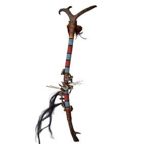 Tigua Native American Beaded Antler Dance Stick