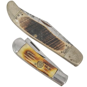2pc vintage bone handled folding knives