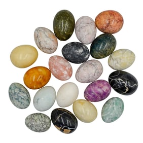 (20 Pc) Stone & Semi-Precious Gemstone Egg Grouping
