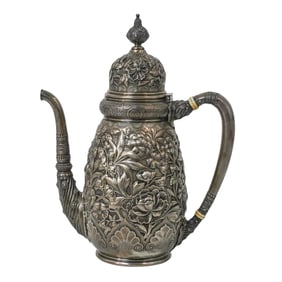 Antique Tiffany and Co. Sterling Silver Floral Repousse Tea Pot