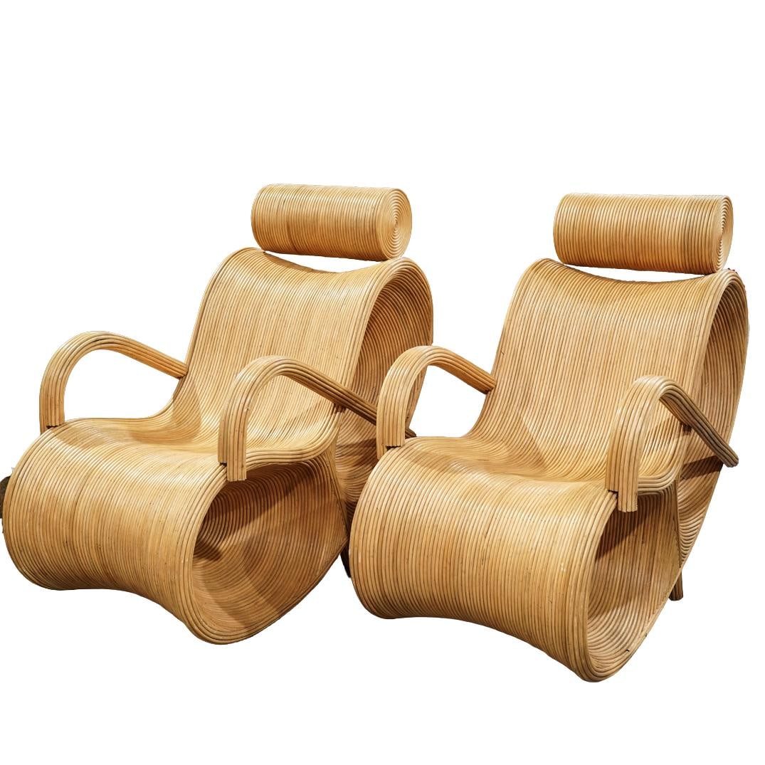 Pair Mid Century Modern Rattan Infinity Chairs (1 of 8)