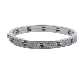 Cartier 18K White Gold & Pave Diamond LOVE Bracelet