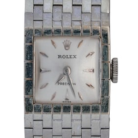 Vintage Rolex Precision 18K White Gold & Diamond Watch