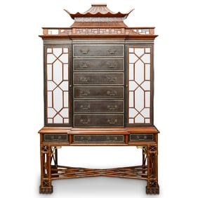Maitland Smith Chinoiserie Secretary Cabinet