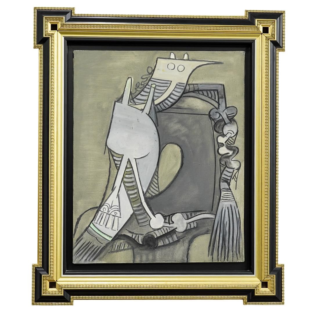 Wifredo Lam (Cuban, 1902-1982) 'Personnage 2/24' Oil on Canvas Painting: Wifredo Lam (Cuban, 1902-1982) 'Personnage 2/24' Oil on Canvas PaintingWifredo Lam (Cuban, 1902-1982) 'Personnage 2/24' Oil on canvas paintingSigned and titled at verso: 'Wilfredo Lam, 1970' Inscribed