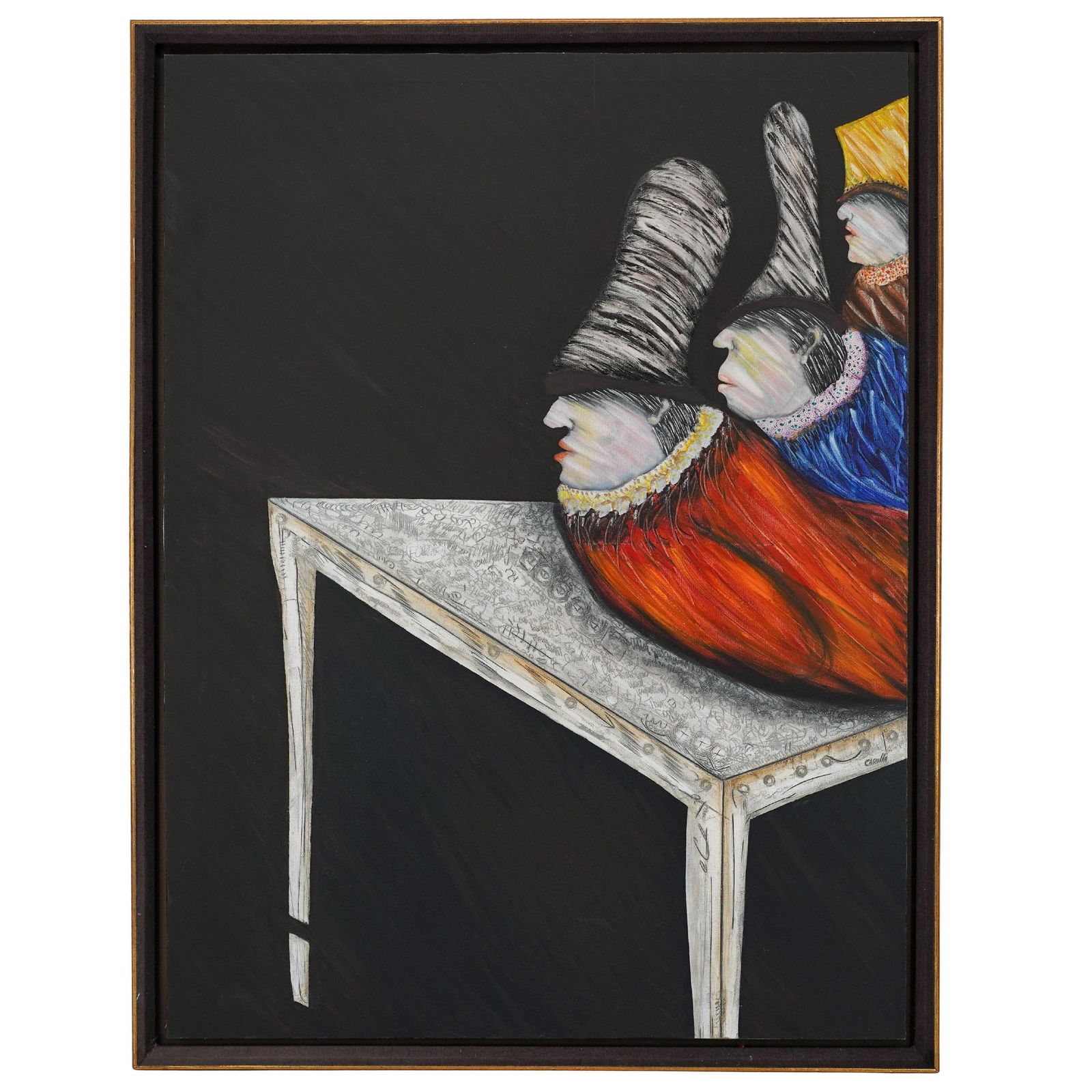 Ramon Carulla 'Los Curiosos' Oil on Canvas Painting (1 of 6)