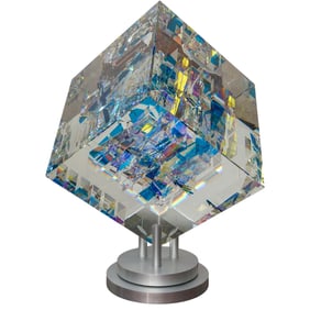 Toland Sand (American, b. 1949) "Transcendental Cube II" Glass Sculpture