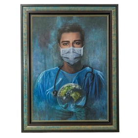 Sir Daniel K. Winn (B.1966) "The Healer Macrocosm" Oil On Canvas Painting