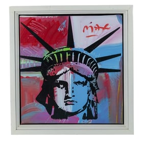 Peter Max (American, b. 1937) Acrylic on Canvas Statue of Liberty Painting