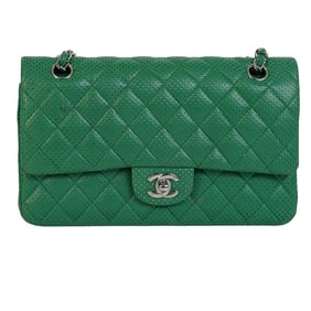 Chanel Green Lambskin Double Flap Bag