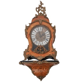(2 pcs) Franz Hermle & Sons Louis XV Style Mantle Clock w/ Wall Mount
