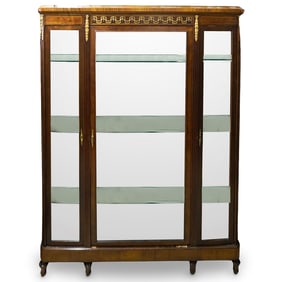 Large French Empire Style Mahogany Vitrine Display Cabinet