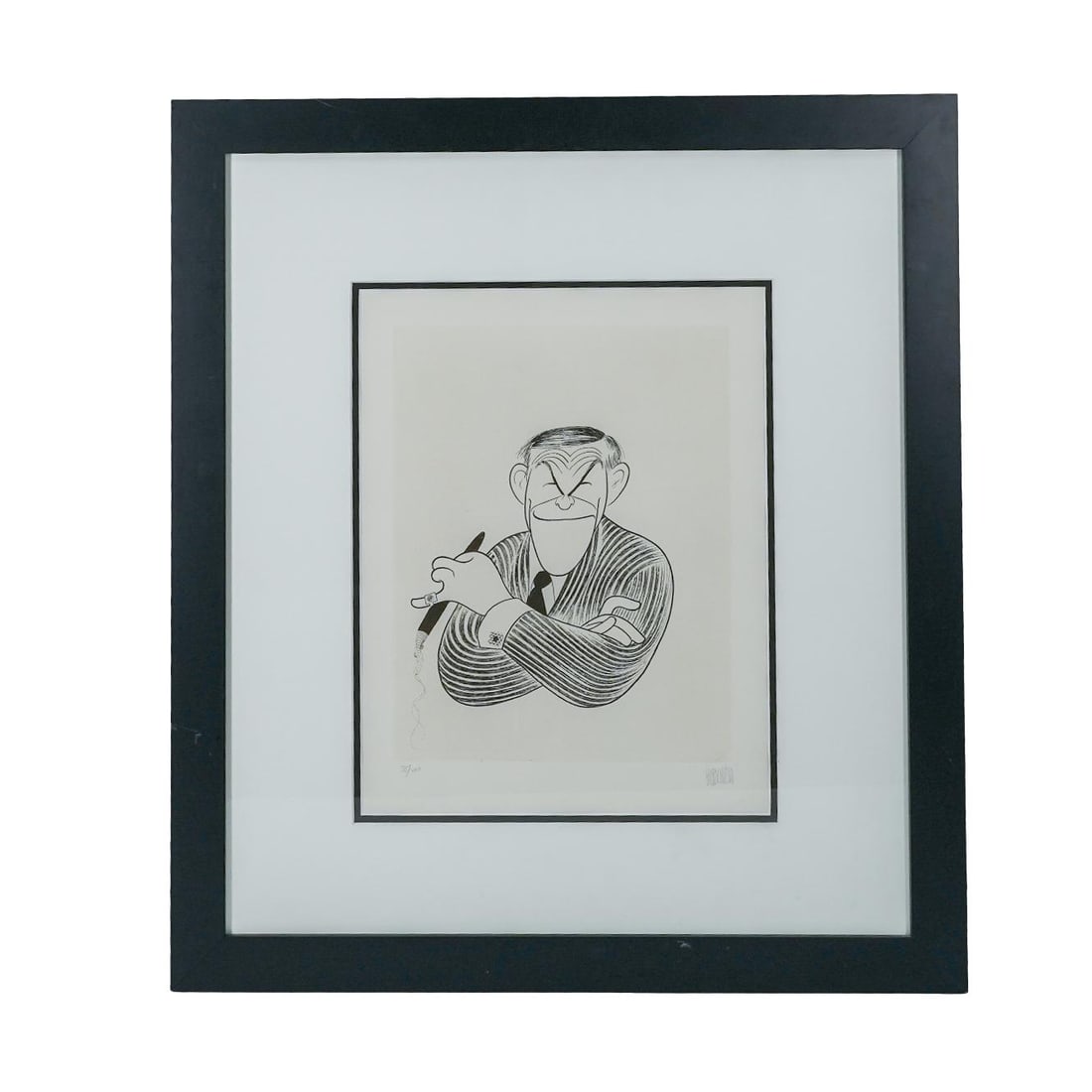 Al Hirschfeld (American, 1903-2003) "Geroge Burns" Etching: Al Hirschfeld (American, 1903-2003) "Geroge Burns" EtchingLate 20th Cent. USACaricature of the comedian, George Burns.Hand-Signed Limited Edition Etching.Pencil signed, Al Hirschfeld (lower right).Edi