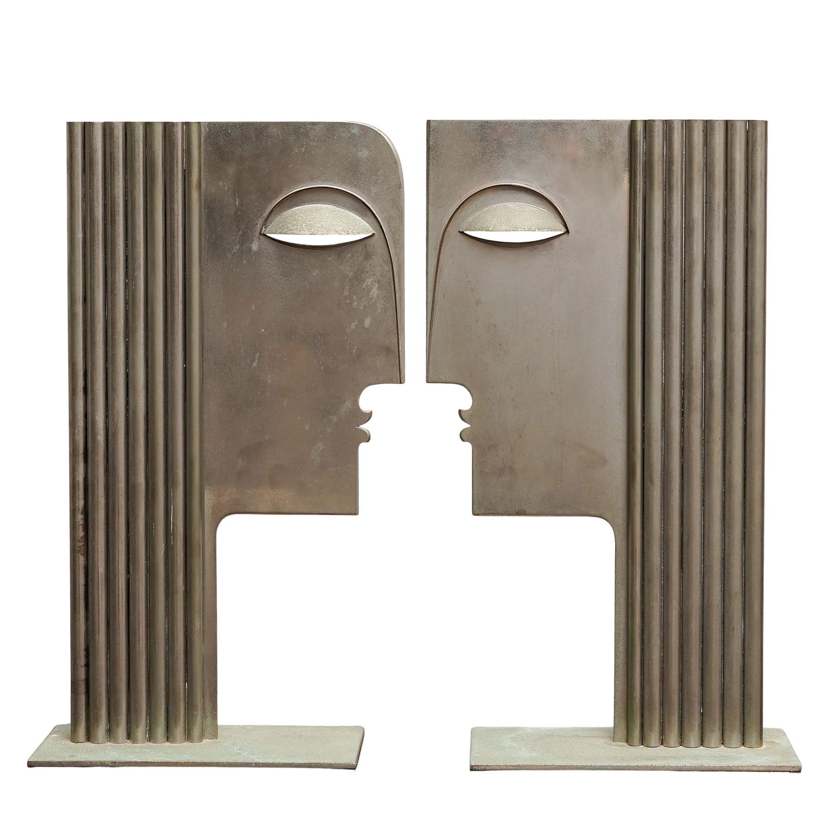 Pair of Franz Hagenauer (Austrian, 1906- 1986) Silvered Bronze Heads (1 of 7)