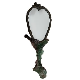 Daum Pate-De-Verre & Bronze Hand Mirror